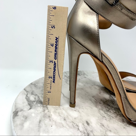 Halston Heritage Ellen Metallic Leather Ankle Strap Platform Sandal 7 Grunge - Picture 16 of 16